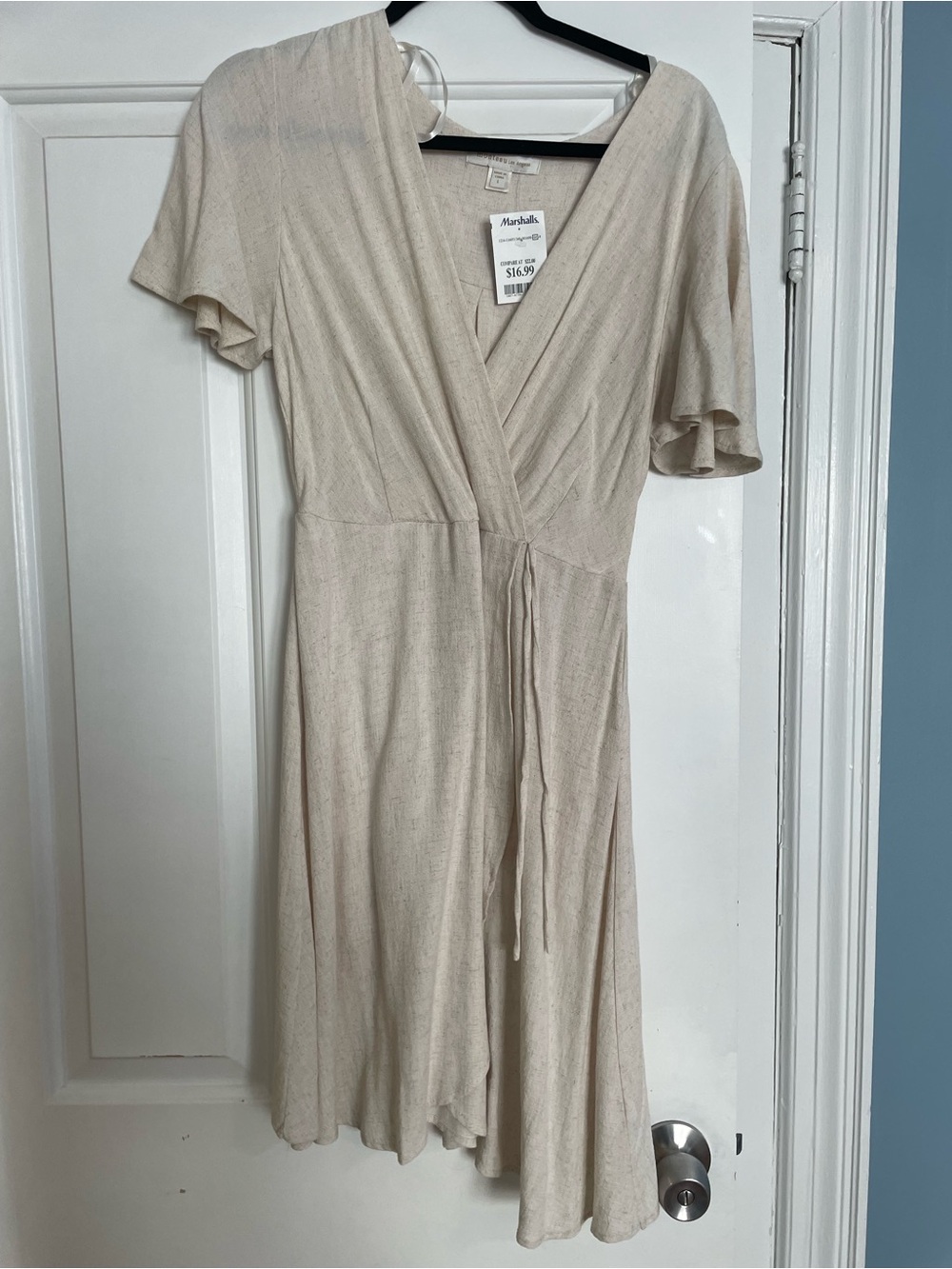 Monteau Cream Textured Linen-Blend Dress